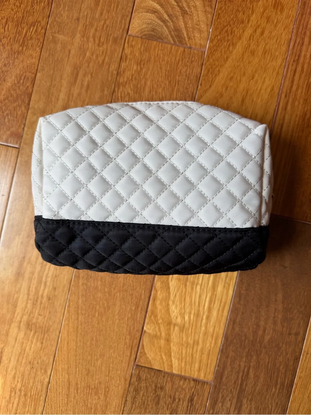Quilted Two-Tone Cosmetic Pouch - White & Black